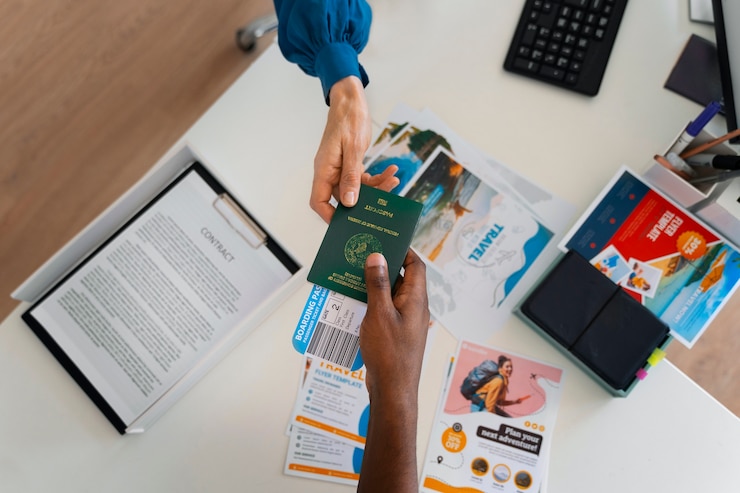 Student organizing study abroad application documents